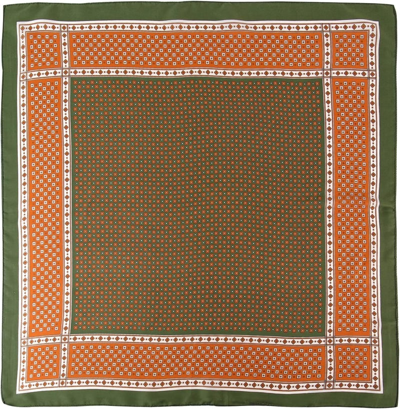GERINLY Vintage Silk Feel Square Scarf for Men Satin Bandana Tiny Pattern Print Neckerchief Geometry Head Scarf Fashion - Image 2