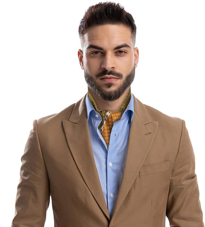 GERINLY Vintage Silk Feel Square Scarf for Men Satin Bandana Tiny Pattern Print Neckerchief Geometry Head Scarf Fashion - Image 4