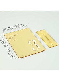 JINMURY JINMURY Gold Mirror Wedding Table Numbers 1-20 with Stands, 5"x7" Gold Mirror Acrylic Table Numbers, Perfect for Wedding Reception, Party, Anniversary, Event (Gold Mirror Acrylic Table Numbers 1-20, 5"x7")  - Image 2