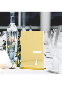 JINMURY JINMURY Gold Mirror Wedding Table Numbers 1-20 with Stands, 5"x7" Gold Mirror Acrylic Table Numbers, Perfect for Wedding Reception, Party, Anniversary, Event (Gold Mirror Acrylic Table Numbers 1-20, 5"x7")  - Image 5