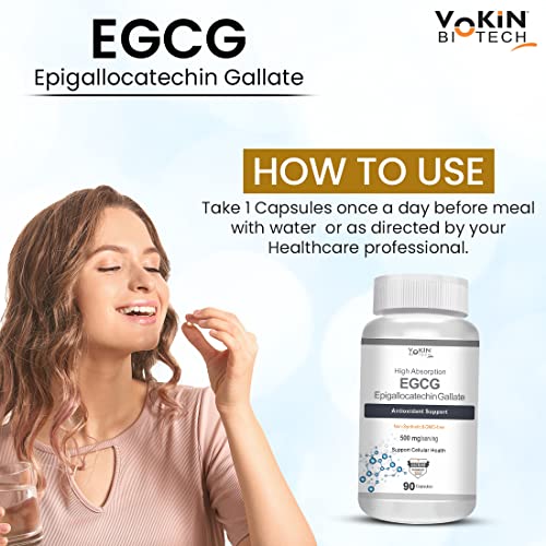 Vokin Biotech EGCG from Green Tea Leaf Extract 500mg EGCG - Antioxidant Support – 90 Capsules - Image 4
