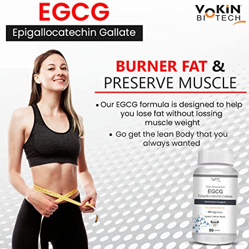 Vokin Biotech EGCG from Green Tea Leaf Extract 500mg EGCG - Antioxidant Support – 90 Capsules - Image 5