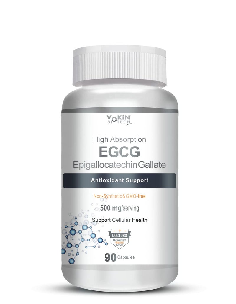 Vokin Biotech EGCG from Green Tea Leaf Extract 500mg EGCG - Antioxidant Support – 90 Capsules - Image 1