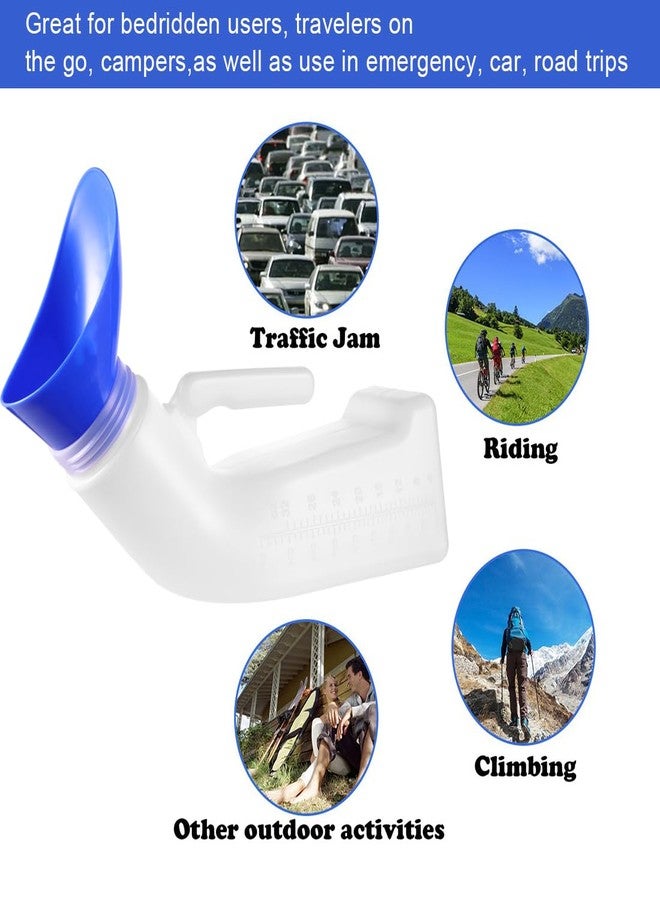YSYONM Urinals for Men Women Unisex Urinal Bottle Spill Proof Portable Pee Bottles Female Urinal Screw Cap Lid and Funnel for Car, Travel, Elderly & Incontinence 1 Pack 1200ML - Image 2