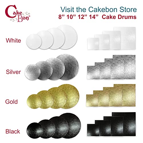 Cakebon Cake Boards Square - Sturdy 1/2 Inch Thick Drums - 14 Inch Professionally Wrapped Edges White 1-Pack - Image 3