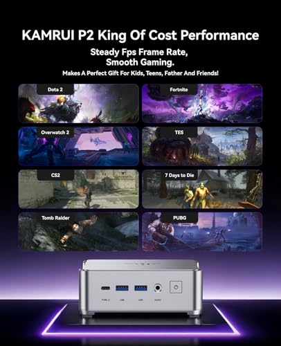 KAMRUI Pinova P2 Small Gaming PC, Intel Core i5-12600H(Beats 1185G7/12450H), 16GB DDR4 512GB SSD Micro PC, 12C/16T, 4.5GHz, Triple 4K Display(DP+HDMI+USB-C)/WiFi6/BT5.2 Small Desktop Computers - Image 5