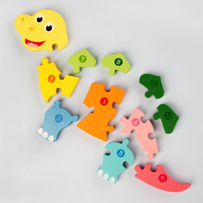 Large Dinosaur Buckle 3D Three-Dimensional Puzzle Wooden Toys For Young Children'S Educational Wooden Baby Building Blocks - Image 5