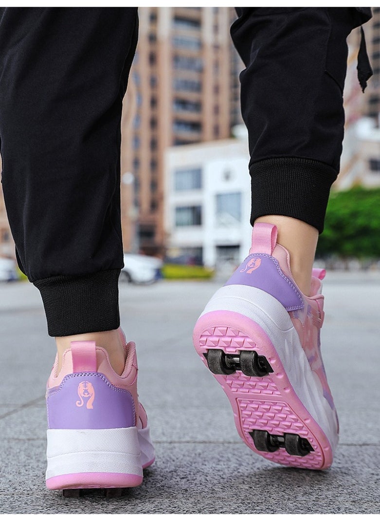 NIBEMINENT Kids Roller Skates Shoes 4 Wheels Roller Shoes Boys Girls Wheel Shoes Roller Sneakers Shoes for Beginner More Balanced  - Image 2