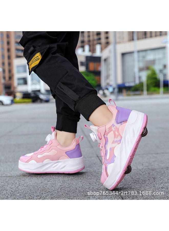 NIBEMINENT Kids Roller Skates Shoes 4 Wheels Roller Shoes Boys Girls Wheel Shoes Roller Sneakers Shoes for Beginner More Balanced  - Image 4