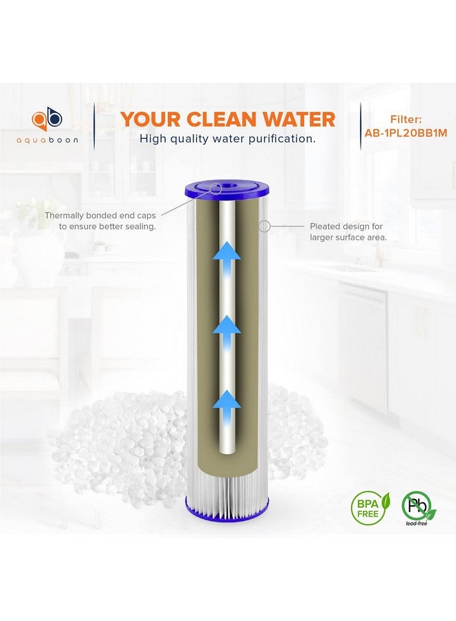Aquaboon 1 Micron Whole House Pleated Sediment Water Filter Cartridge 20x4.5 Well Filter Replacement Compatible with ECP5-20BB, SPC-45-1005, 2 Pack - Image 5