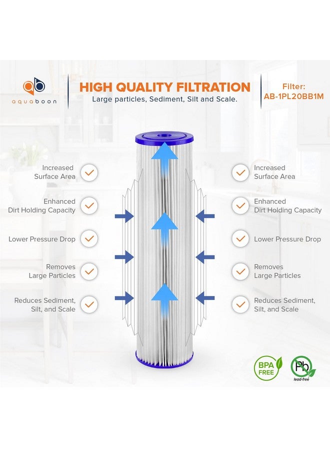 Aquaboon 1 Micron Whole House Pleated Sediment Water Filter Cartridge 20x4.5 Well Filter Replacement Compatible with ECP5-20BB, SPC-45-1005, 2 Pack - Image 3