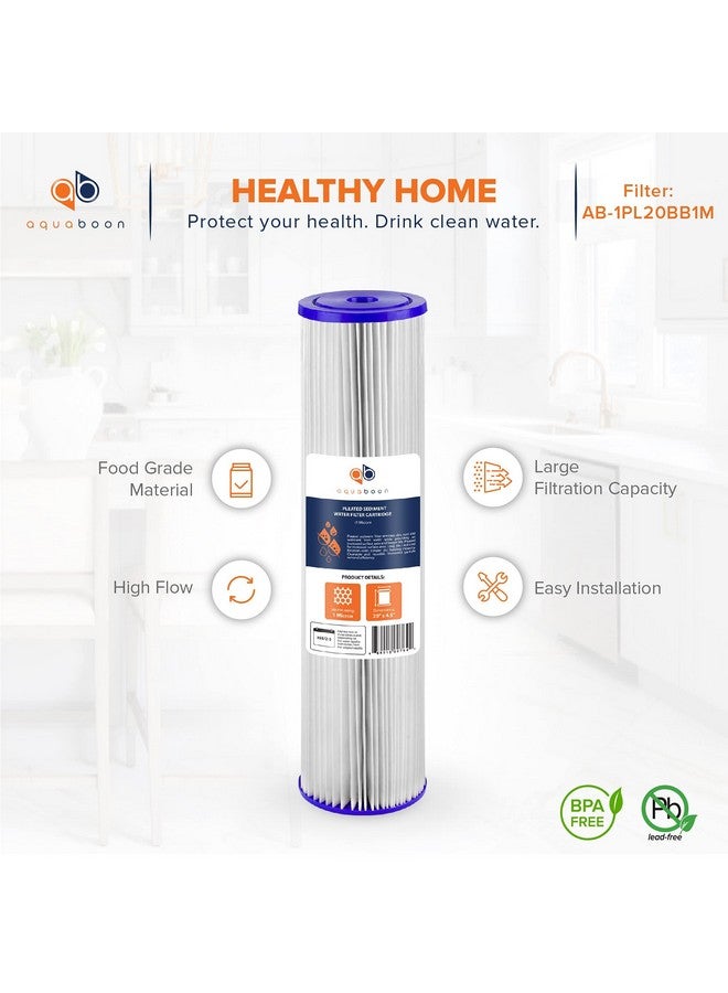 Aquaboon 1 Micron Whole House Pleated Sediment Water Filter Cartridge 20x4.5 Well Filter Replacement Compatible with ECP5-20BB, SPC-45-1005, 2 Pack - Image 4