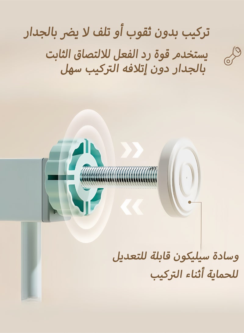 DIYANOO Baby Gate for Stairs, Toddler Safety Essentials for The House, Maximum Suitable For 138 cm,Including 7cm, 7cm, 14cm，28cm Extension Rack Auto Close Gate for Doorways, Mom's Choice Awards Winner-Easy Install Pressure Mounted Pet Gates , White - Image 4