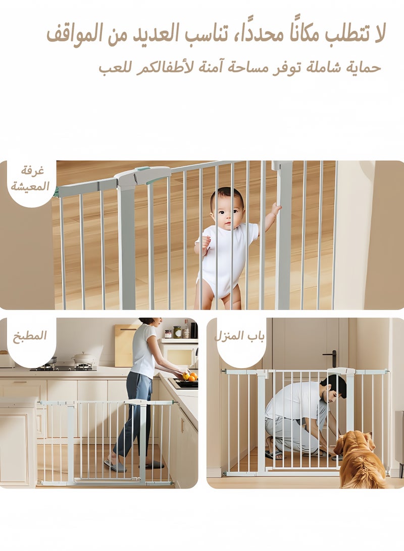 DIYANOO Baby Gate for Stairs, Toddler Safety Essentials for The House, Maximum Suitable For 138 cm,Including 7cm, 7cm, 14cm，28cm Extension Rack Auto Close Gate for Doorways, Mom's Choice Awards Winner-Easy Install Pressure Mounted Pet Gates , White - Image 3