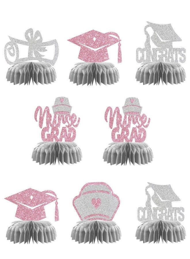 Maicaiffe Nurse Grad Table Honeycomb Centerpieces Decorations - Glitter 8 Pcs Nursing School Graduation Party Table Toppers Decor - Congrats RN Nurse Grad - Medical Graduation Party Decoration Supplies - Image 1