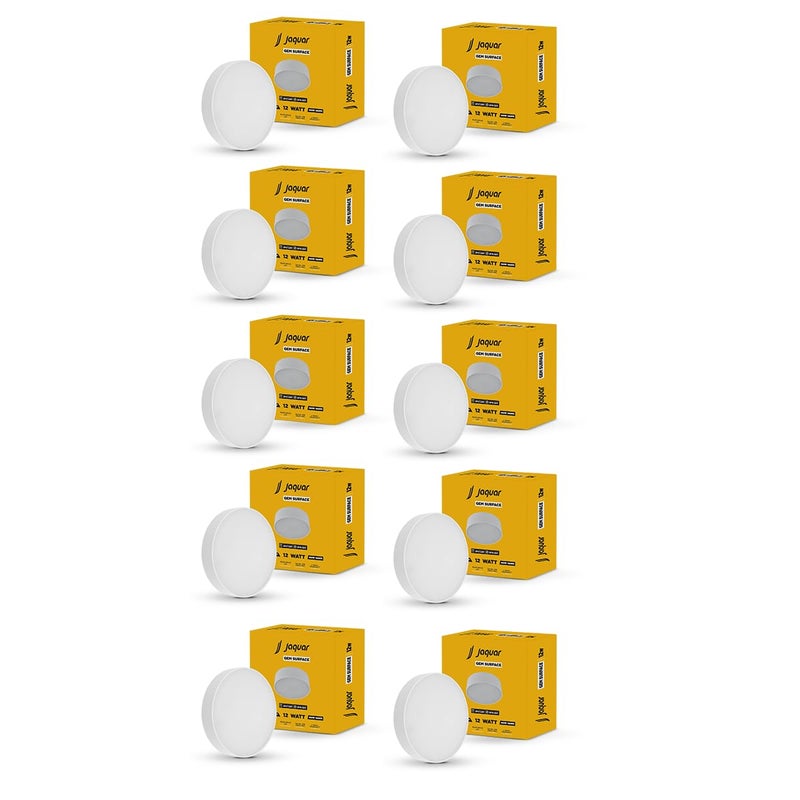 jaquar جاقوار 12 واط LED جيم بدون حواف ضوء سقف دائري مثبت على السطح لا يتطلب سقفًا مزيفًا أبيض بارد 6500 كيلفن عبوة من 10 - Image 1