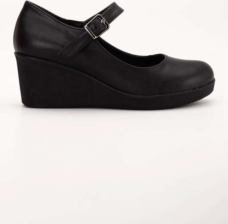 Dilimler Ayakkabı Slices Shoes Helmet Artificial Black Women's Wedge Sole Shoes