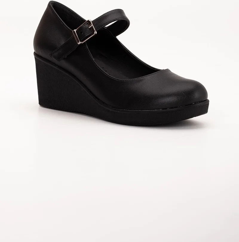 Dilimler Ayakkabı Slices Shoes Helmet Artificial Black Women's Wedge Sole Shoes