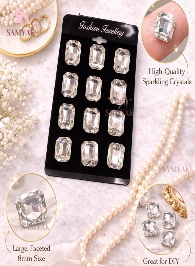 Samyak 12 Pcs Stud Stone Hair Pins For Bridal Bridesmaid Hair Stickers Hair Accessories (Silver) - Image 3