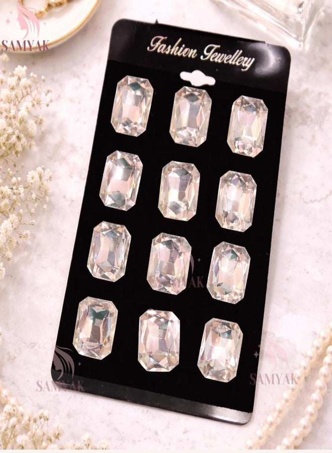 Samyak 12 Pcs Stud Stone Hair Pins For Bridal Bridesmaid Hair Stickers Hair Accessories (Silver) - Image 4