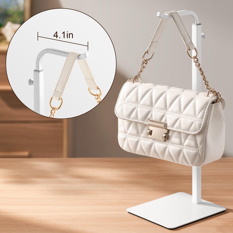 pickpiff 3 Pack Purse Holder Handbag Display Stand: White Hanger Rack for Bags, Purses, and Wreath, Adjustable Hook Stand for Tabletop, Closet, and Retail Use for Vendors - Image 4