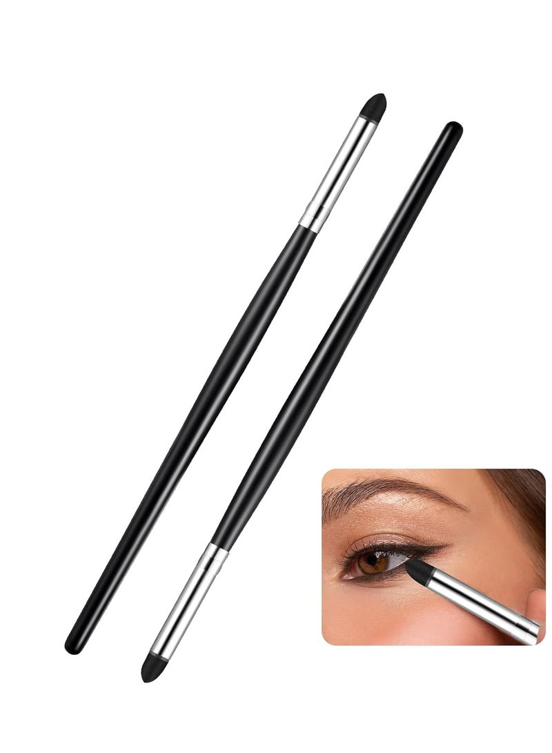 Zubebe 2 Pcs Eyeliner Smudge Brush Pencil Soft Makeup Tool Eyeshadow Blending Brush Eye Pencil Brush Eyeliner Smudge Tool Set for Eyeliner Blending Eye Shadow Liner (Sponge, 6.2 Inch) - Image 1