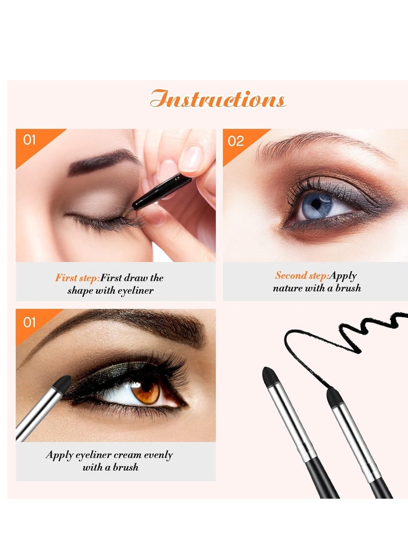 Zubebe 2 Pcs Eyeliner Smudge Brush Pencil Soft Makeup Tool Eyeshadow Blending Brush Eye Pencil Brush Eyeliner Smudge Tool Set for Eyeliner Blending Eye Shadow Liner (Sponge, 6.2 Inch) - Image 5