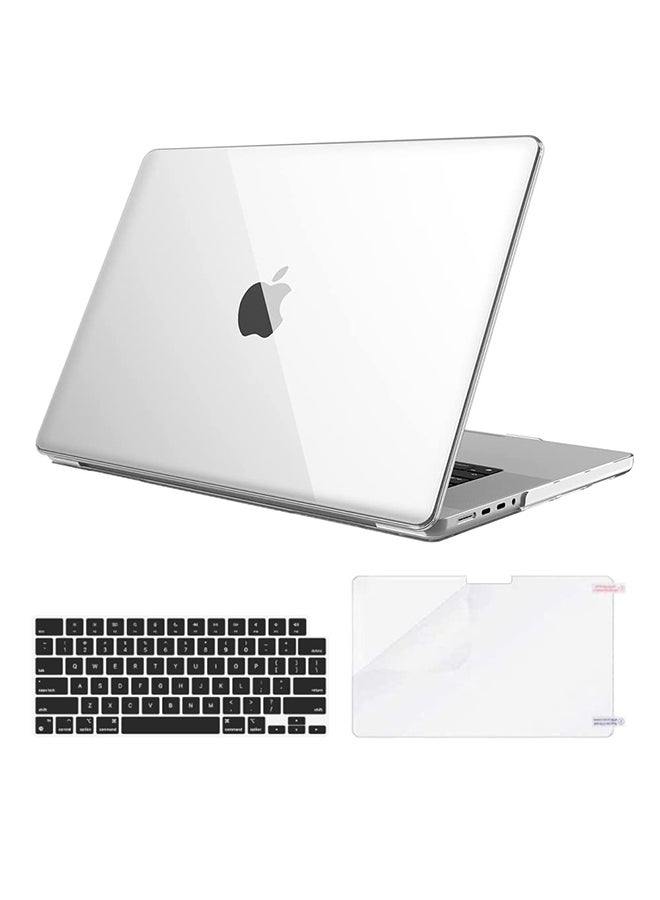 O Ozone MacBook Pro 16 inch Case A2485MacBook Pro 16 M1 Pro / M1 Max Chip & Touch ID Plastic Hard Crystal Clear Case Cover Keyboard Skin & Screen Protector White  - Image 1