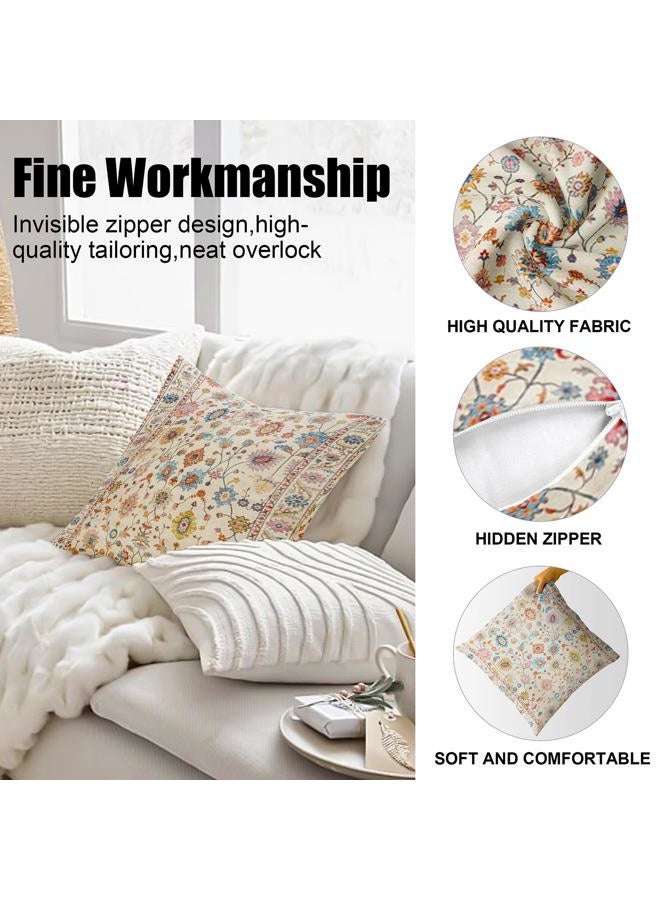 ZSYTZL Boho Throw Pillow Covers 24x24 inch Set of 2,Soft Pillowcases Bohemia Carpet Printing Pattern Decorative Sofa Living Room Bed Square Pillow Case Cushion Cover-Flower - Image 4