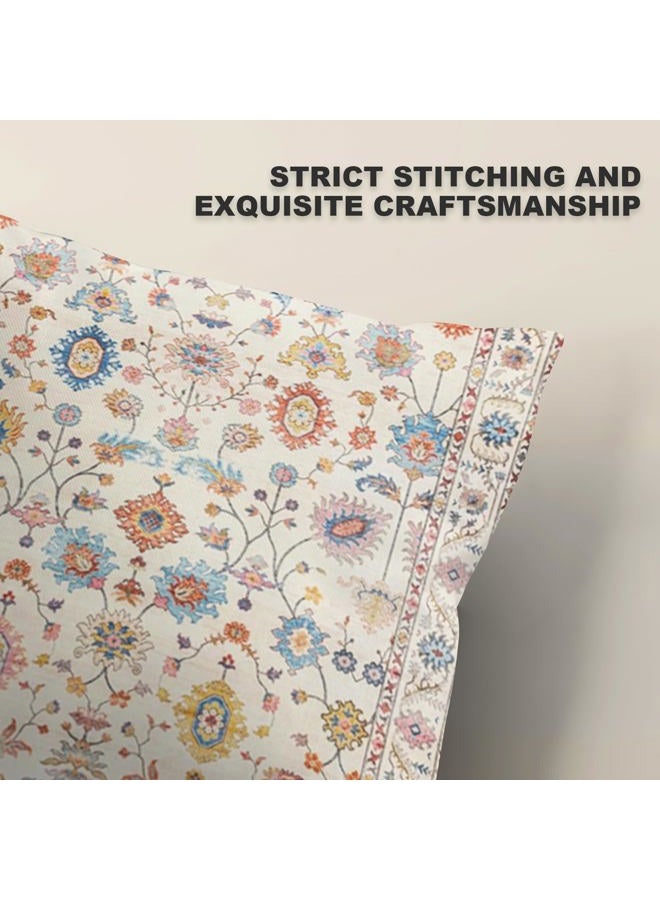 ZSYTZL Boho Throw Pillow Covers 24x24 inch Set of 2,Soft Pillowcases Bohemia Carpet Printing Pattern Decorative Sofa Living Room Bed Square Pillow Case Cushion Cover-Flower - Image 5