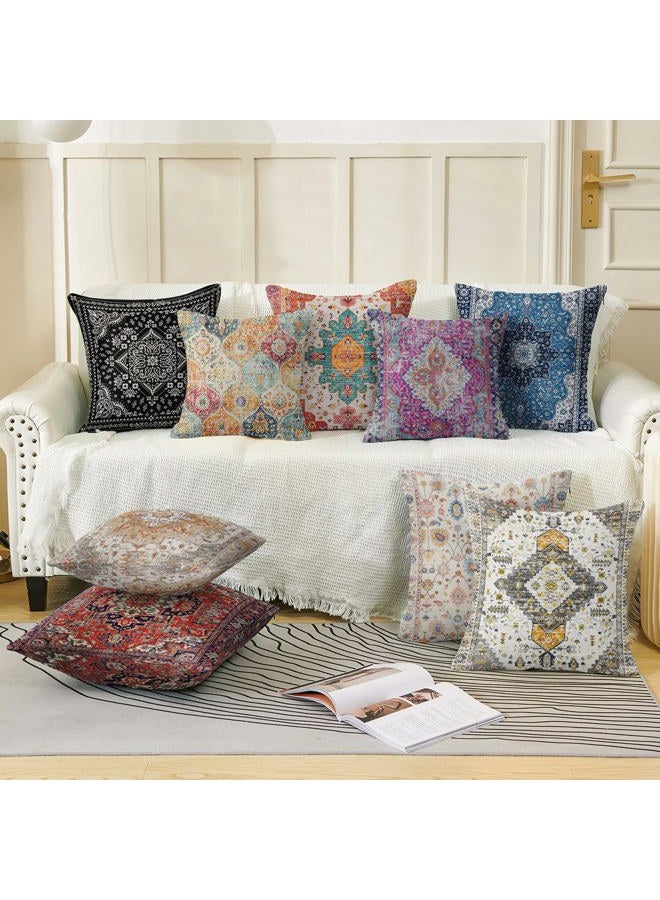 ZSYTZL Boho Throw Pillow Covers 24x24 inch Set of 2,Soft Pillowcases Bohemia Carpet Printing Pattern Decorative Sofa Living Room Bed Square Pillow Case Cushion Cover-Flower - Image 3