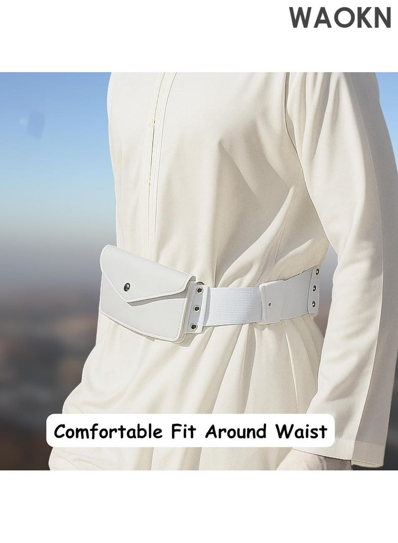 WAOKN Belt Bag - 2-Pocket Islamic Pilgrimage Pouch - Double Zipper Waist Pack for Money & Essentials - Breathable Adjustable Belt for Men & Women - Travel Accessories for Safa-Marwa (White-L) - Image 4