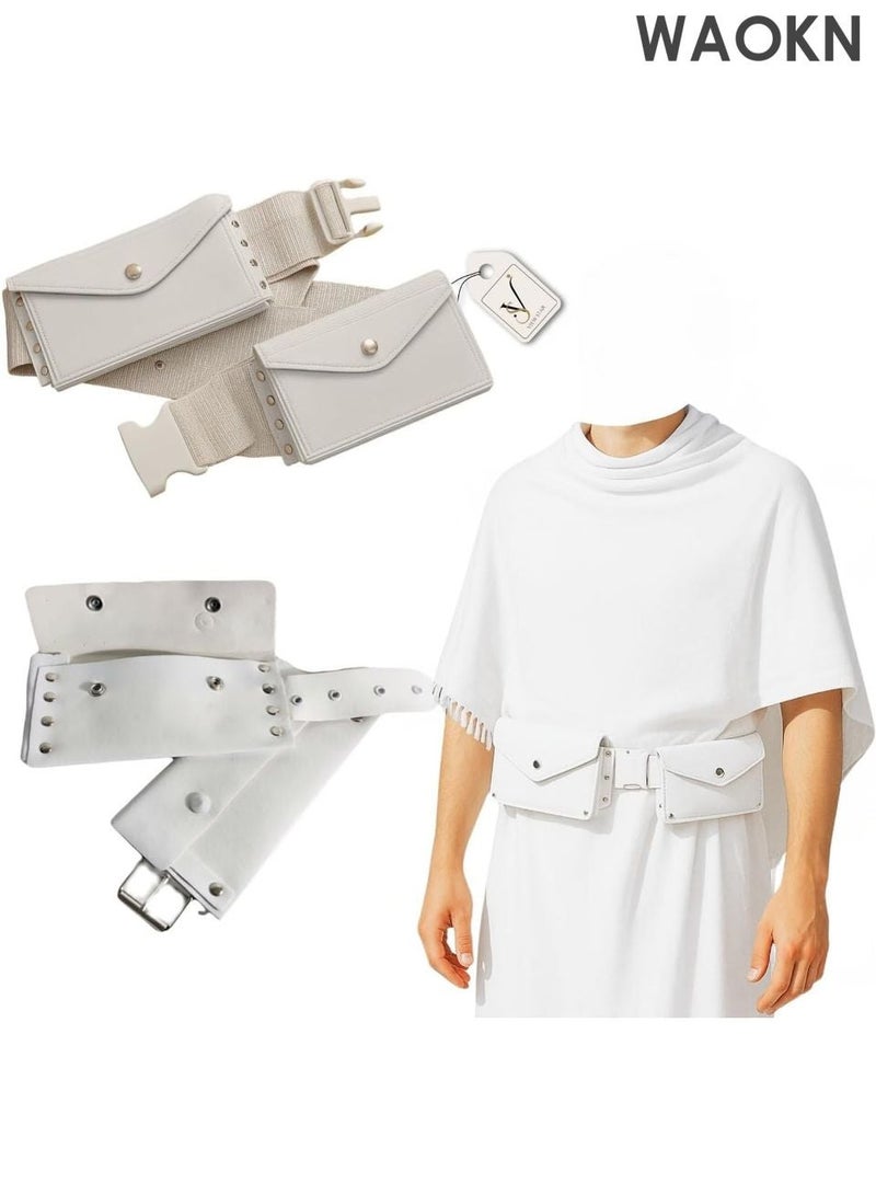 WAOKN Belt Bag - 2-Pocket Islamic Pilgrimage Pouch - Double Zipper Waist Pack for Money & Essentials - Breathable Adjustable Belt for Men & Women - Travel Accessories for Safa-Marwa (White-L) - Image 2