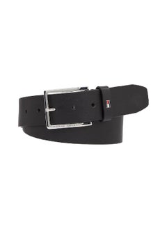 TOMMY HILFIGER Men's Square Buckle Fixed Belt - Leather, Black  - Image 1