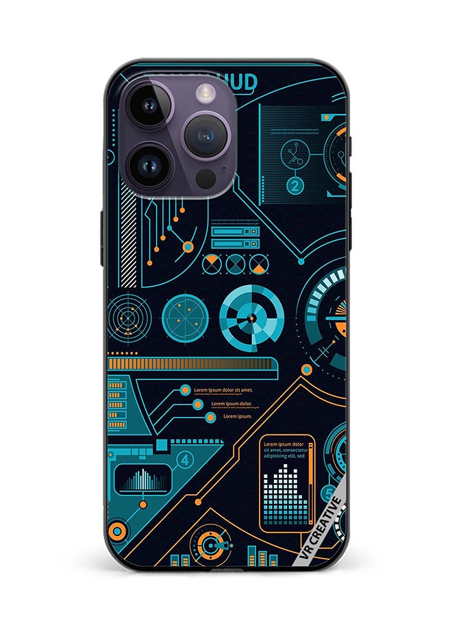 VR CREATIVE Protective Case Cover For Apple iPhone 15 Pro Max Touch Hud Design Multicolour - Image 1