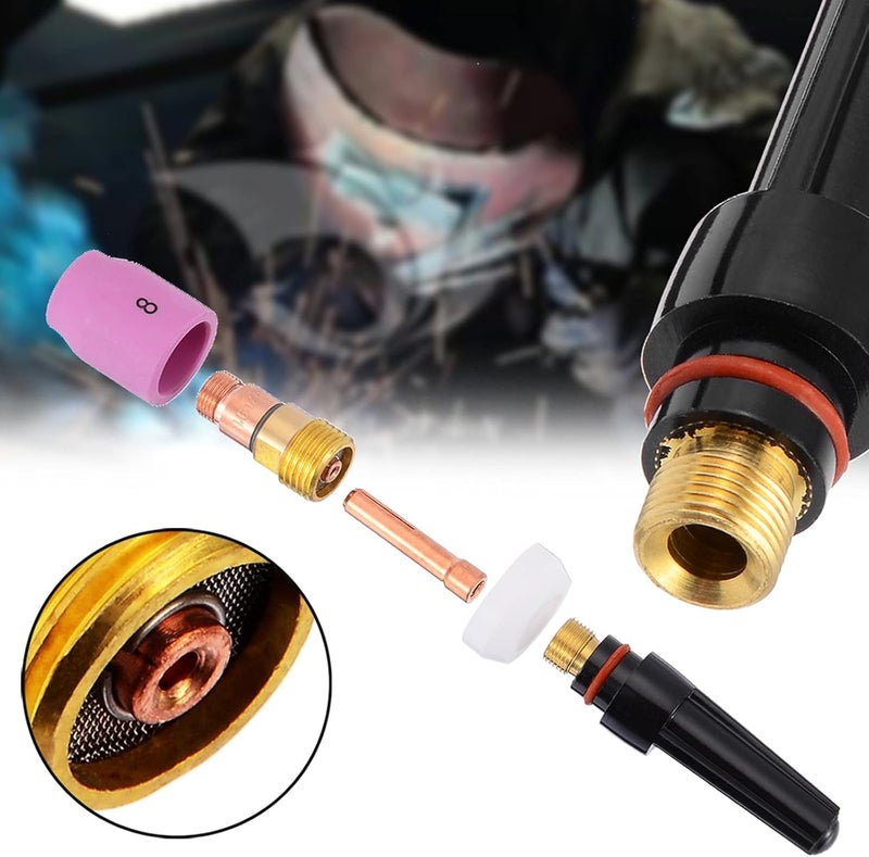 klarako Welding Torch Nozzle, 58pcs/set Ceramic Nozzle Collet Gas Lens Kit TIG Welding Gun Consumables for Torch 9/20/25 - Image 4
