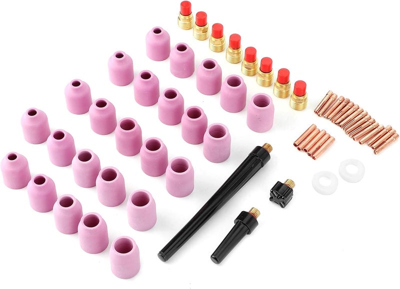 klarako Welding Torch Nozzle, 58pcs/set Ceramic Nozzle Collet Gas Lens Kit TIG Welding Gun Consumables for Torch 9/20/25 - Image 1