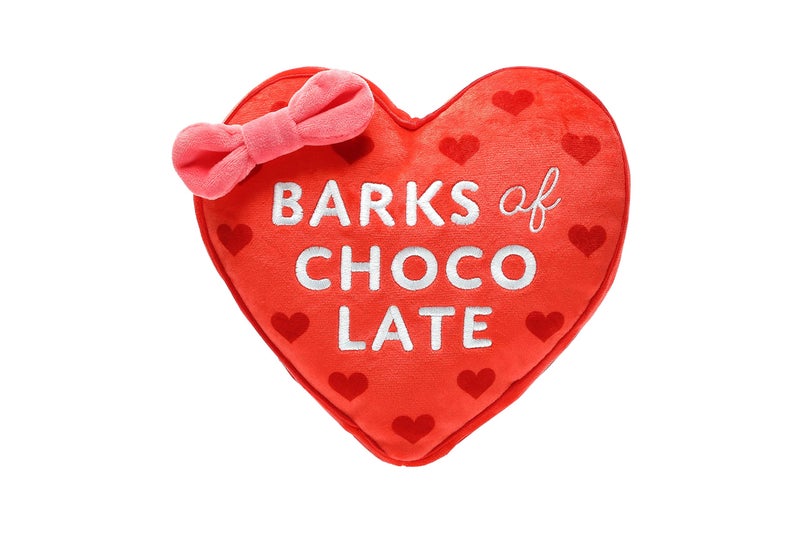 Pearhead Valentineâ€™s Day Plush Dog Toy â€“ Barks of Chocolate Box Squeaky & Crinkle Stuffed Dog Toy, Interactive for Dogs - Image 1