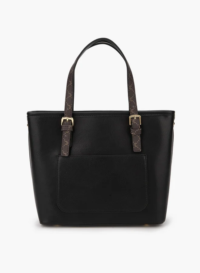 لو كونفورت Solid Tote Bag with Printed Handles