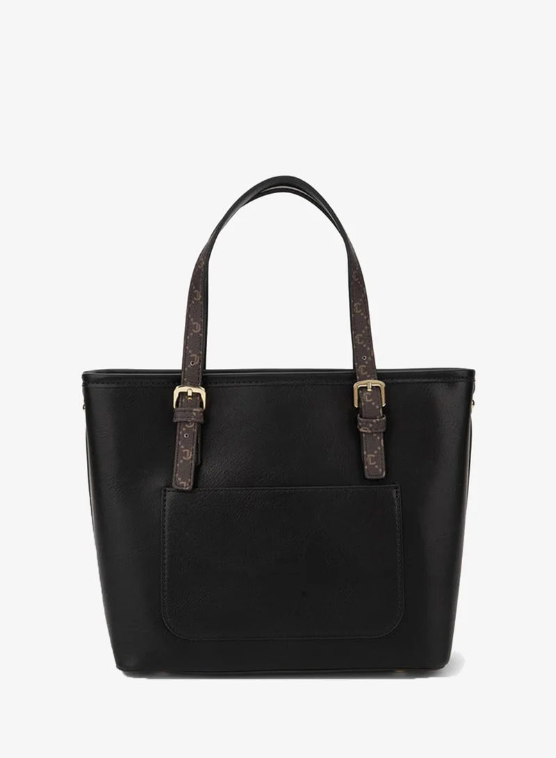 Le Confort BLACK Solid Tote Bag with Printed Handles for Women | Best Price UAE