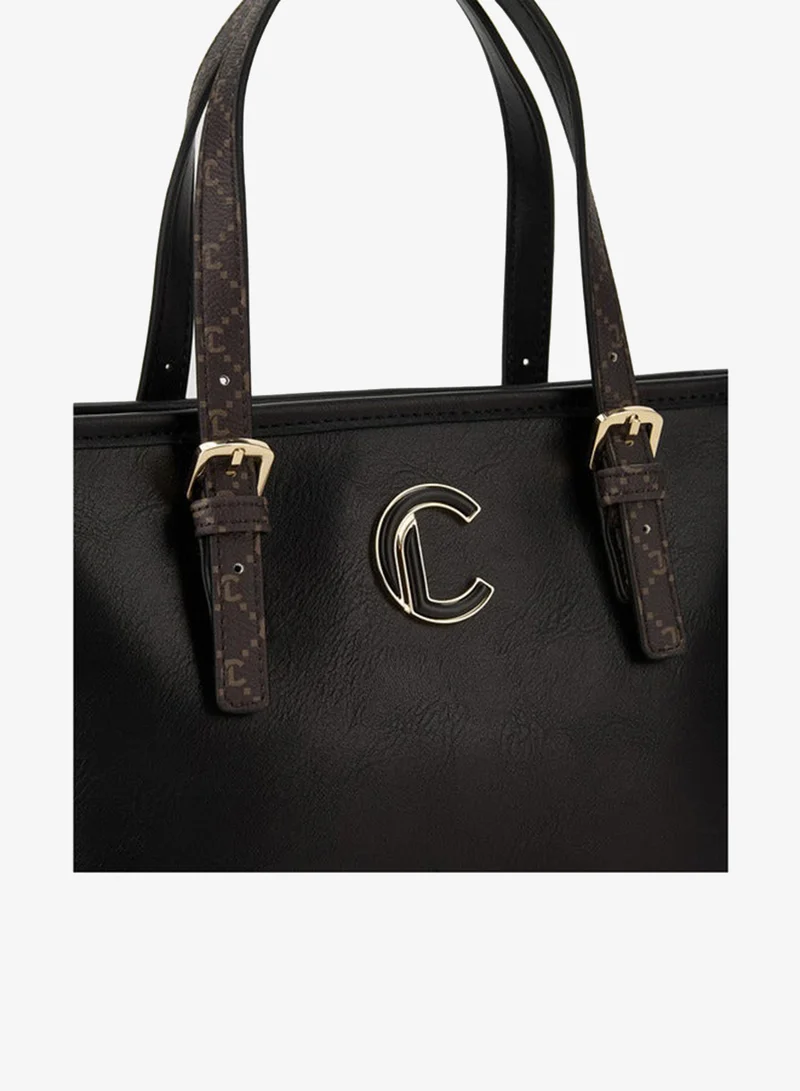 Le Confort BLACK Solid Tote Bag with Printed Handles for Women | Best Price UAE