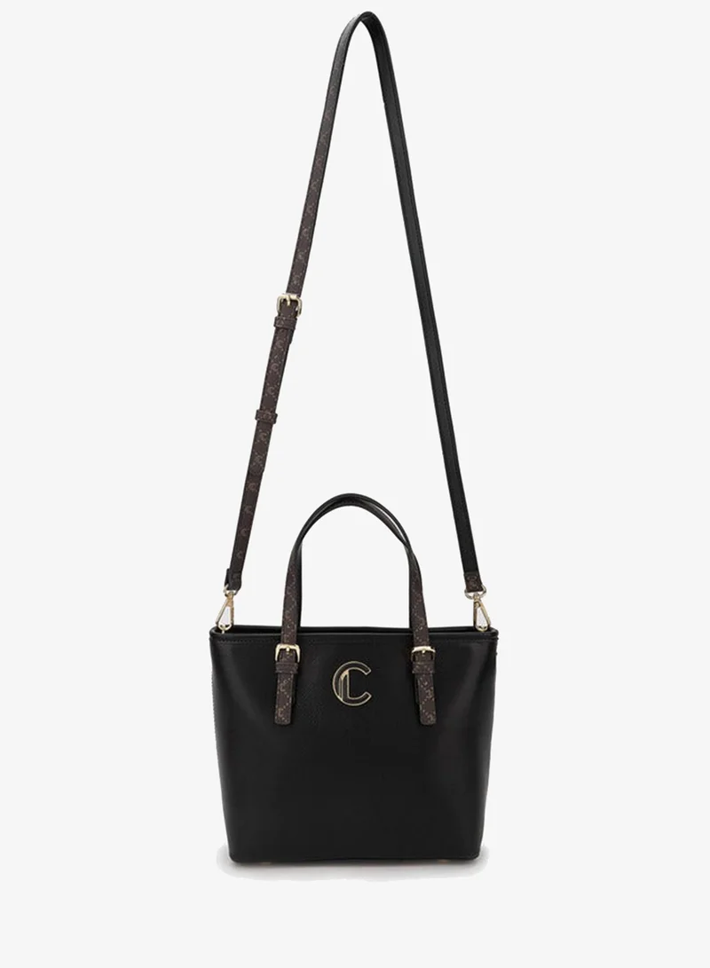 Le Confort BLACK Solid Tote Bag with Printed Handles for Women | Best Price UAE