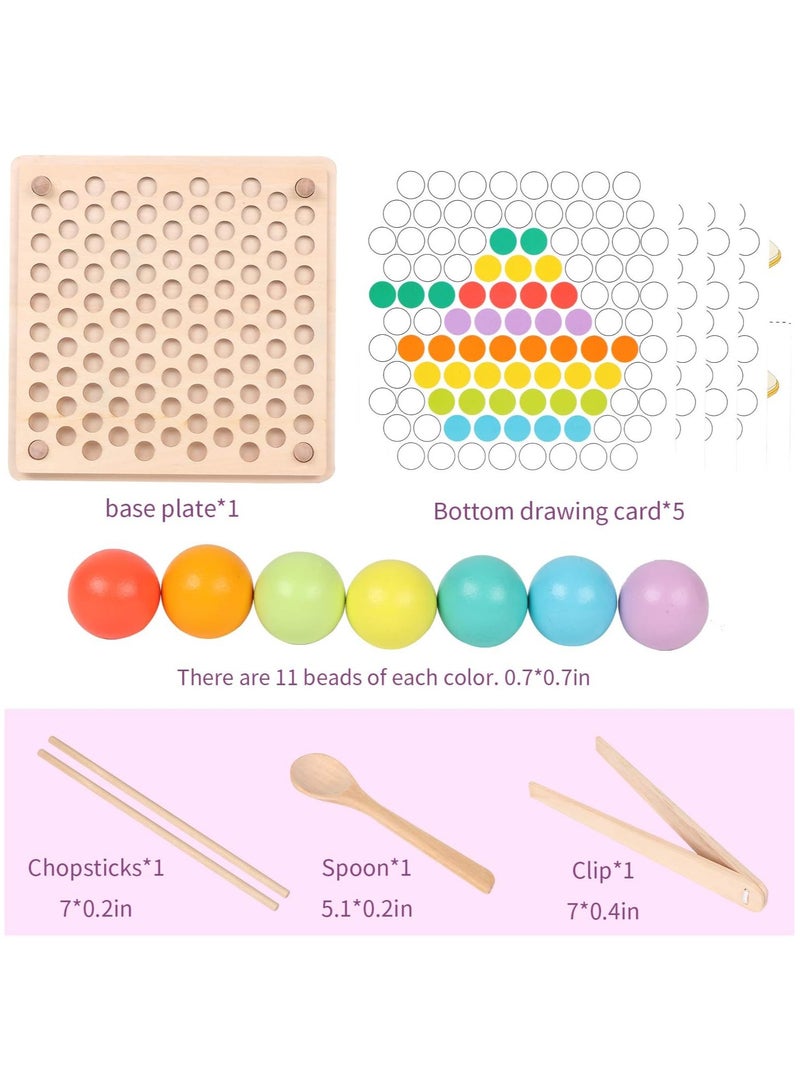 Wooden Peg Board Beads Game, Learning Montessori Toys,Color Sorting Stacking Matching Toys for Toddlers, Counting Toy for Kids, Educational Games for Fine Motor Math, Gift for Girls and Boys - Image 5