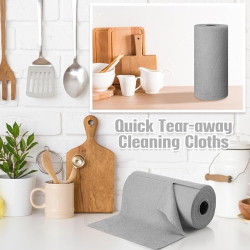 KHOLAD Microfiber Cleaning Cloth Multipurpose Cleaning Cloth Roll Pre-Cut Tear Away Microfiber Cleaning Cloth Roll Kitchen Cloth for Cleaning Highly Absorbent Reusable (Grey - 20 Count) - Image 2