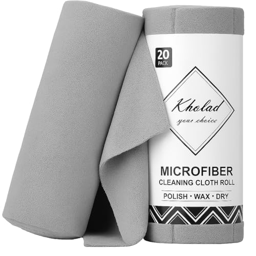 KHOLAD Microfiber Cleaning Cloth Multipurpose Cleaning Cloth Roll Pre-Cut Tear Away Microfiber Cleaning Cloth Roll Kitchen Cloth for Cleaning Highly Absorbent Reusable (Grey - 20 Count) - Image 1