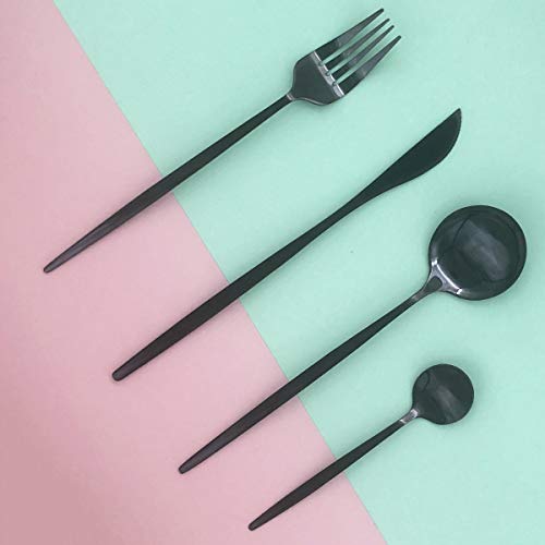 Uniturcky Black Silverware Set, 24-Piece Stainless Steel Flatware Set Service For 6, Mirror Polished Tableware Cutlery Set Knife Fork And Spoon For Home & Restaurant, Dishwasher Safe - Image 5