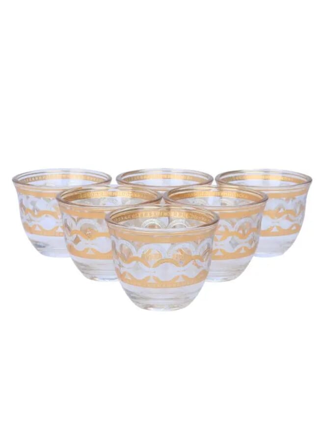 Alsaif Gallery Max Tea and Coffee Set Gold and Silver Patterned Glass 26 Pieces - Image 3