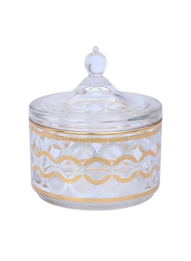 Alsaif Gallery Max Tea and Coffee Set Gold and Silver Patterned Glass 26 Pieces - Image 2