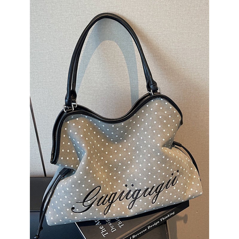 Women's Fashion Leopard Print Large Capacity Tote Bag Polka Dot Suede Shoulder Handbag - Image 3