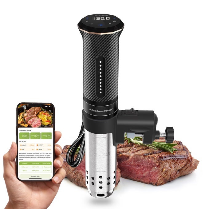 WIFI SOUS VIDE MACHINE ULTRAQUIET SOUS VIDE COOKER IMMERSION CIRCULATOR APP CONTROL IPX7 WATERPROOF STAINLESS STEEL 1100W PROFESSIONAL SOUS VIDE PRECISION COOKER BLACK G300PT